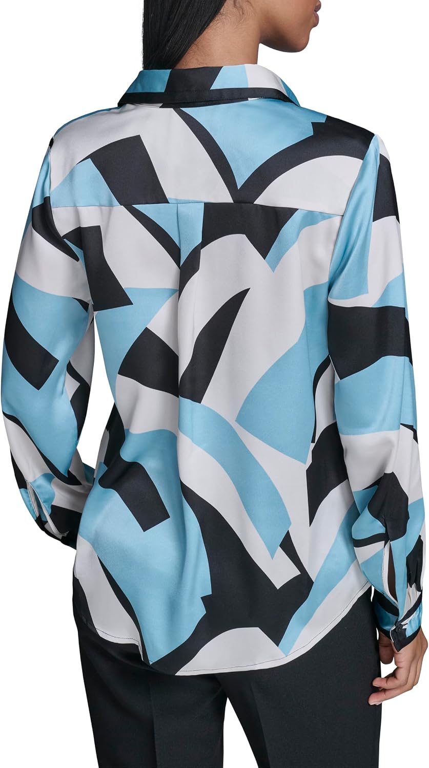 Karl Lagerfeld Women's Collared Long Sleeve Blouse