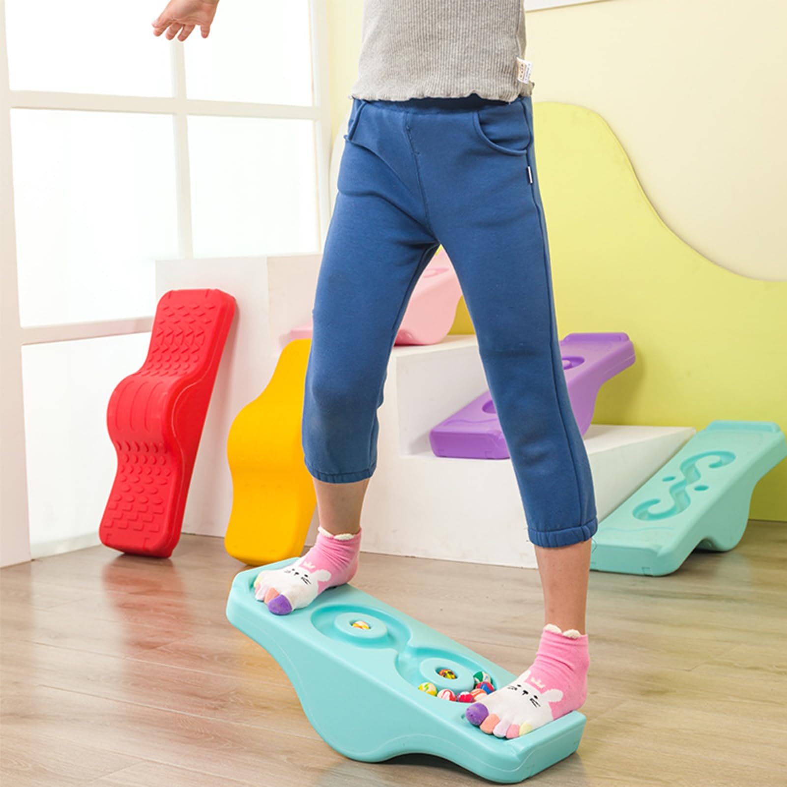 Kids Sensory Training Rocking Board Anti Slip Plastic Improve Balance Ability Training Board for Childs (Light Green) - Image 3