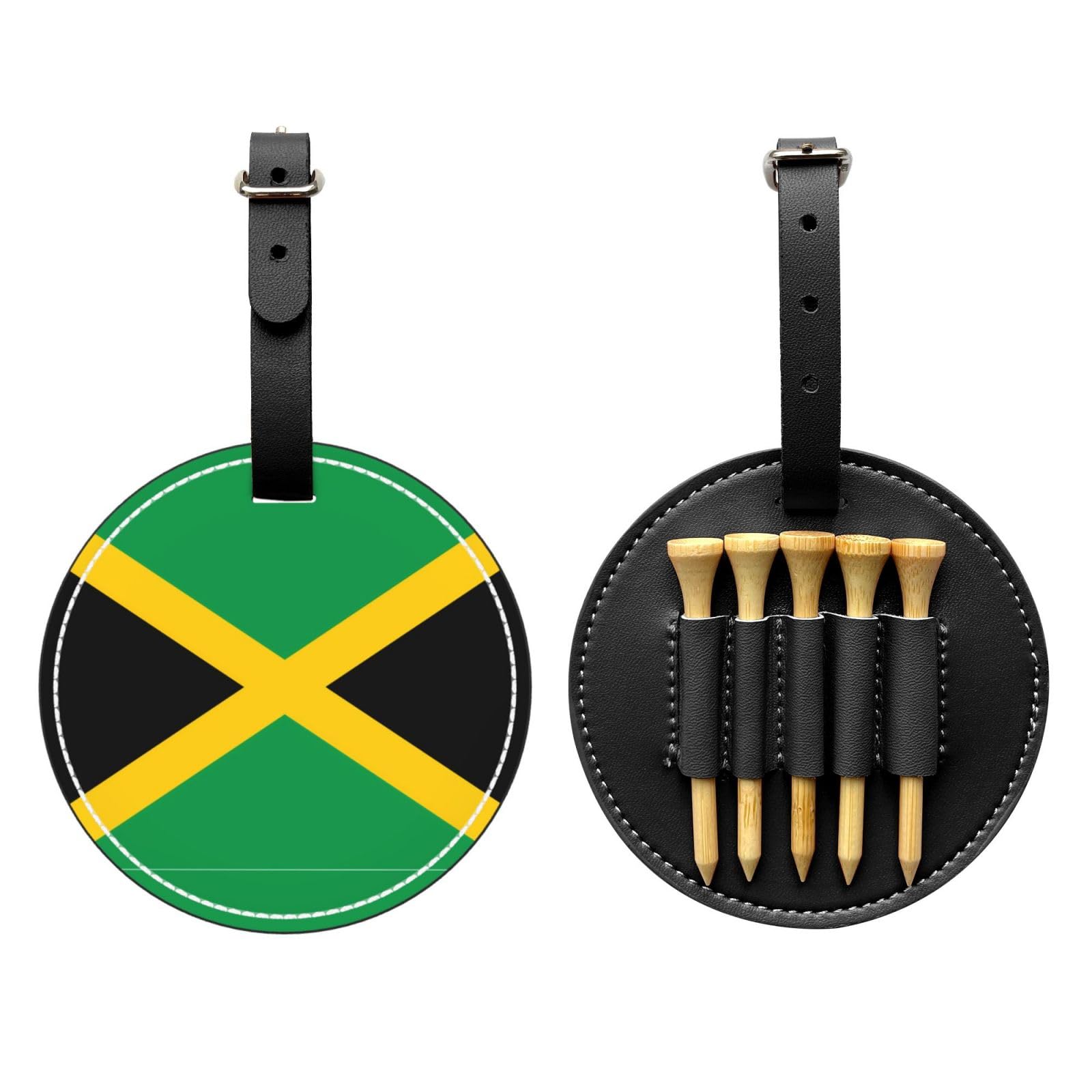 Flag of Jamaica Black Golf tee Storage Bag - Durable and wear-Resistant Golf Accessories