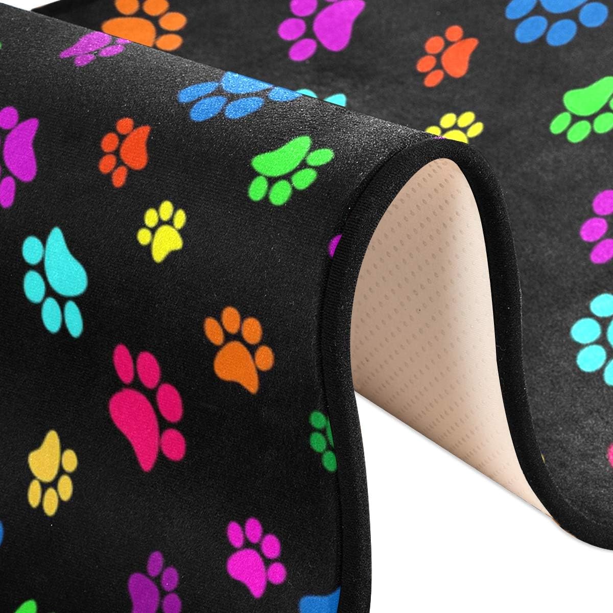 Blueangle Colorful Dog Paw Print Floor Mat Non-Skid, Water-Resistant Runner Rug for Bathroom, Kitchen, Entryway, Hallway, Office, Mudroom, Vanity, 72" x 24"