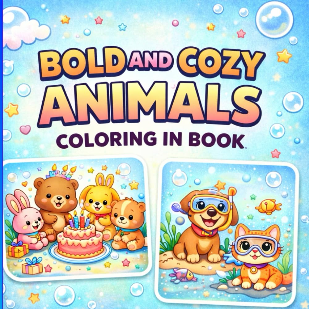 Bold And Cozy Animals: Coloring Book