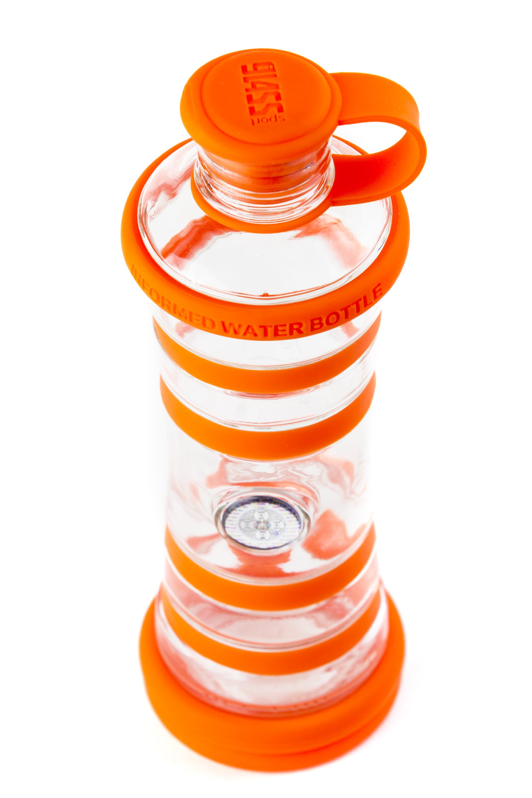 Bouteille i9 Inspiration eau vivante et informée orange - bouteille en verre - sans BPA - eau detox, jus, smoothies.... - sport, voyages, maison, bureau