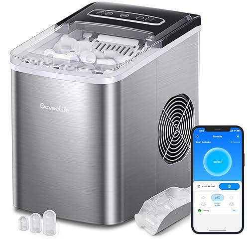 Govee Life Máquina de hielo inteligente para encimera, autolimpiante, máquina de hielo portátil funciona con Alexa, 9 cubos listos en 6 minutos, 26