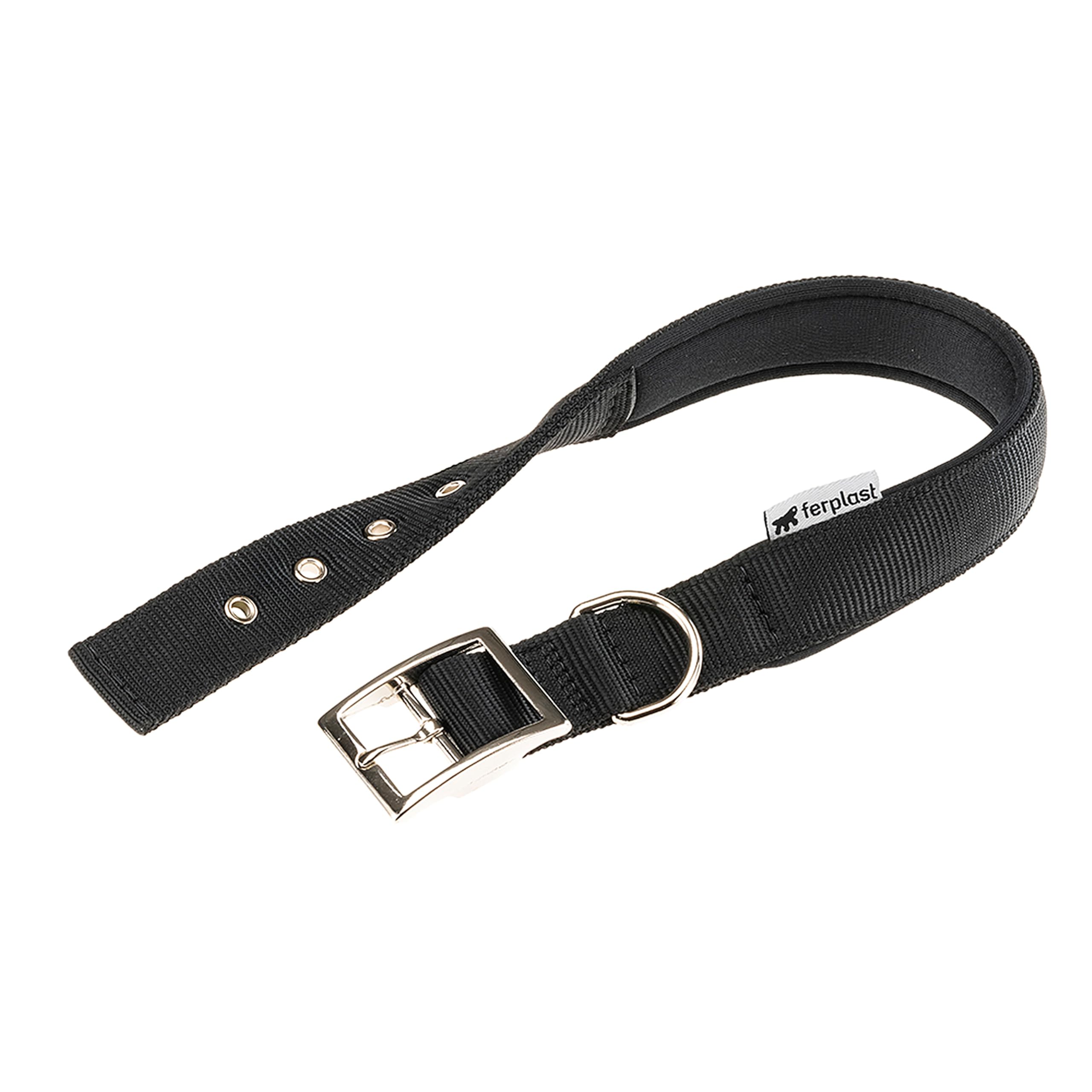 Ferplast Collare Cane Taglia Grande Collare per Cani in Nylon Imbottito Regolabile Fibbia Metallica, Misura Collo 56-​64 cm, Nero