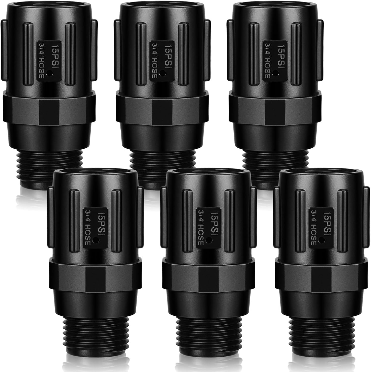 Tondiamo 6 Pcs 15 Psi Drip Irrigation Pressure Regulator, 3/4" Female Hose Thread x 3/4" Male Hose Thread Pressure Reducer Low Flow Valve for Garden Drip Irrigation Parts Emitters System