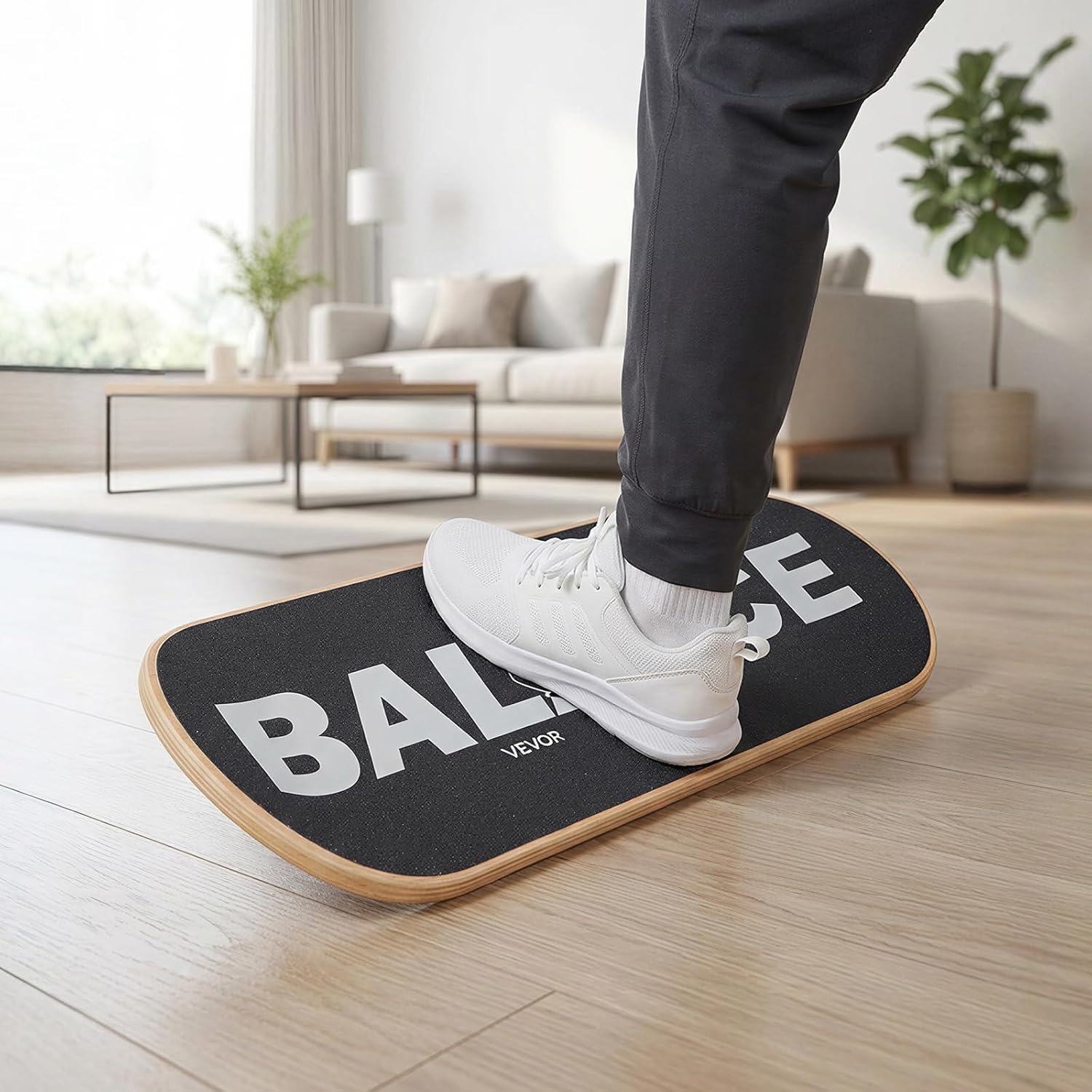 VEVOR Balance Board, Wobble Board Trainer for Adults 3-Level Adjustable Base, Premium Wooden Balance Training Equipment, Slip-Resistant Surface for Core Workout, Standing Desk Exercise, Home Gym, Yoga