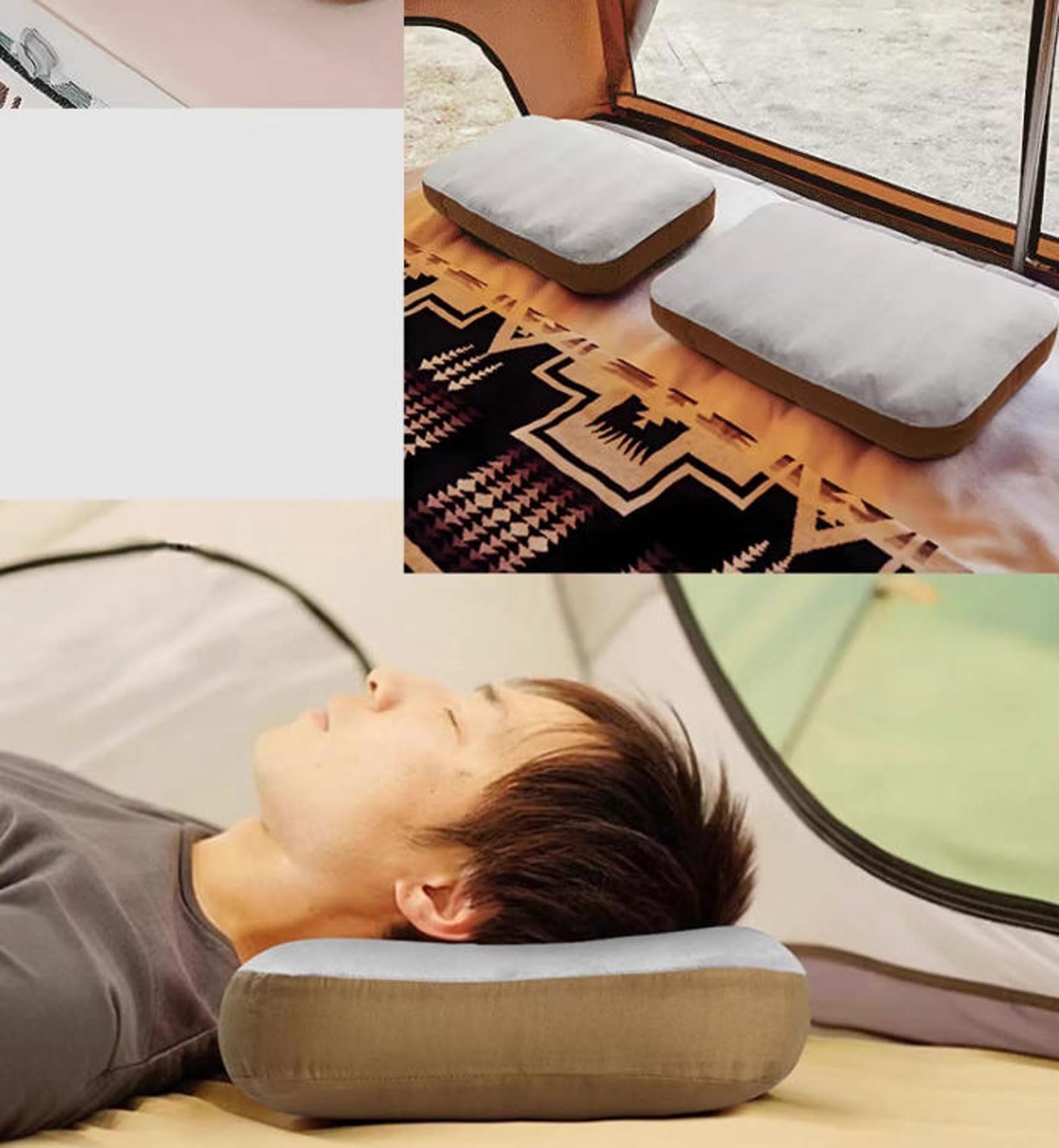 Luminexia Cuscino Gonfiabile Campeggio,Cuscino da Viaggio Ultraleggero Comprimibile Portatile,Comodo Cuscini Gonfiabili Ergonomico（39 * 25 * 6CM）