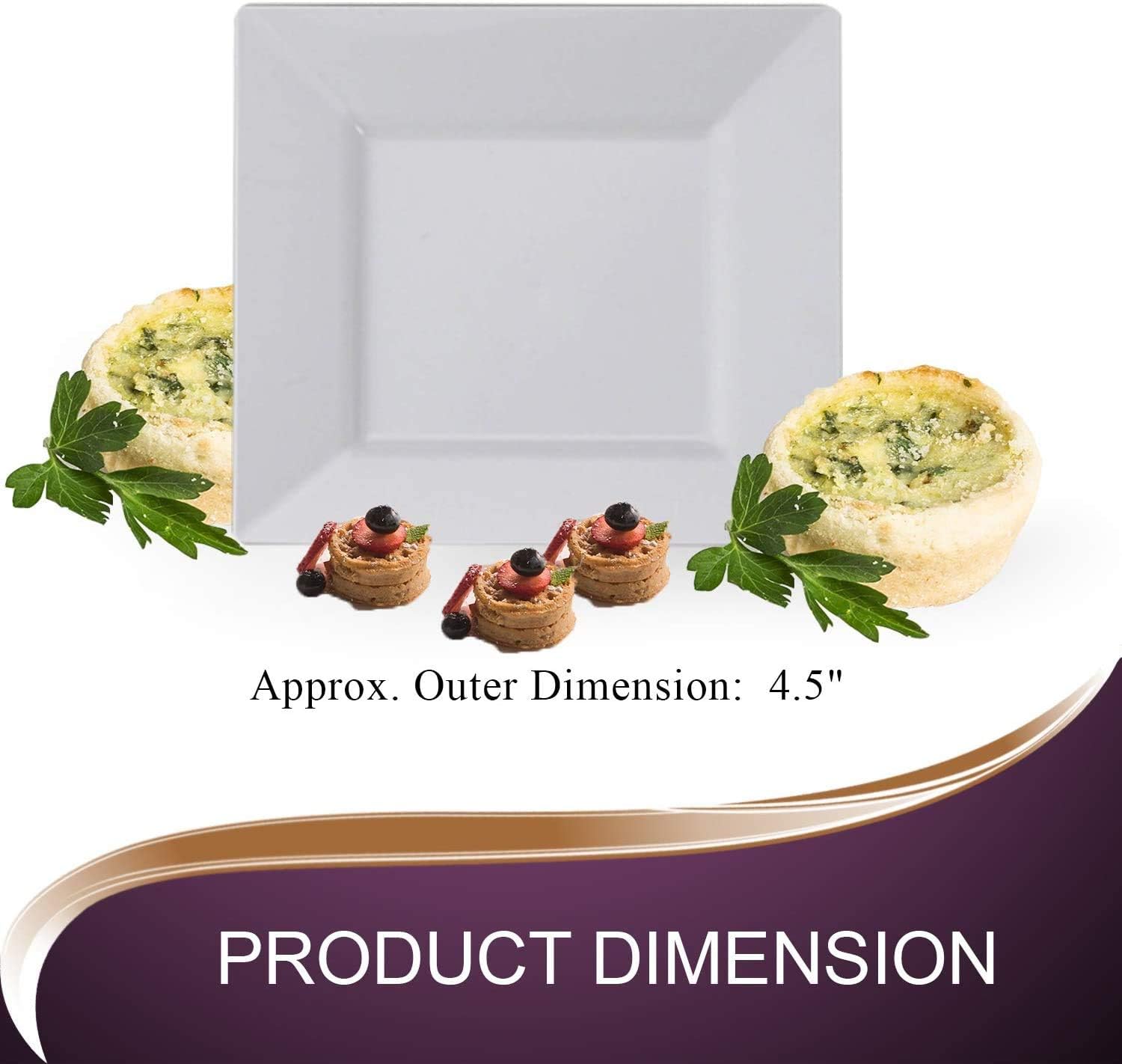 Smarty Had A Party 960 Disposable Plastic Plates Heavy Duty White Square Pastry Plates 4.5" Bulk Party Supplies For All Occasions