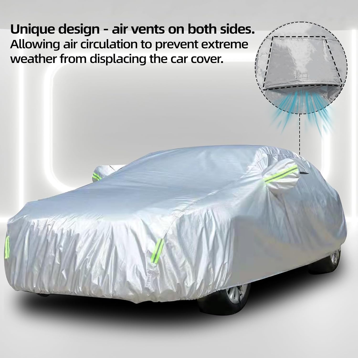 Car Cover Waterproof All Weather for Automobiles, Universal Heavy Duty Outdoor Sedan Car Covers Tarp for Sun Rain UV Protection Full Exterior Covers Aluminum Film 186 to 193 Inch
