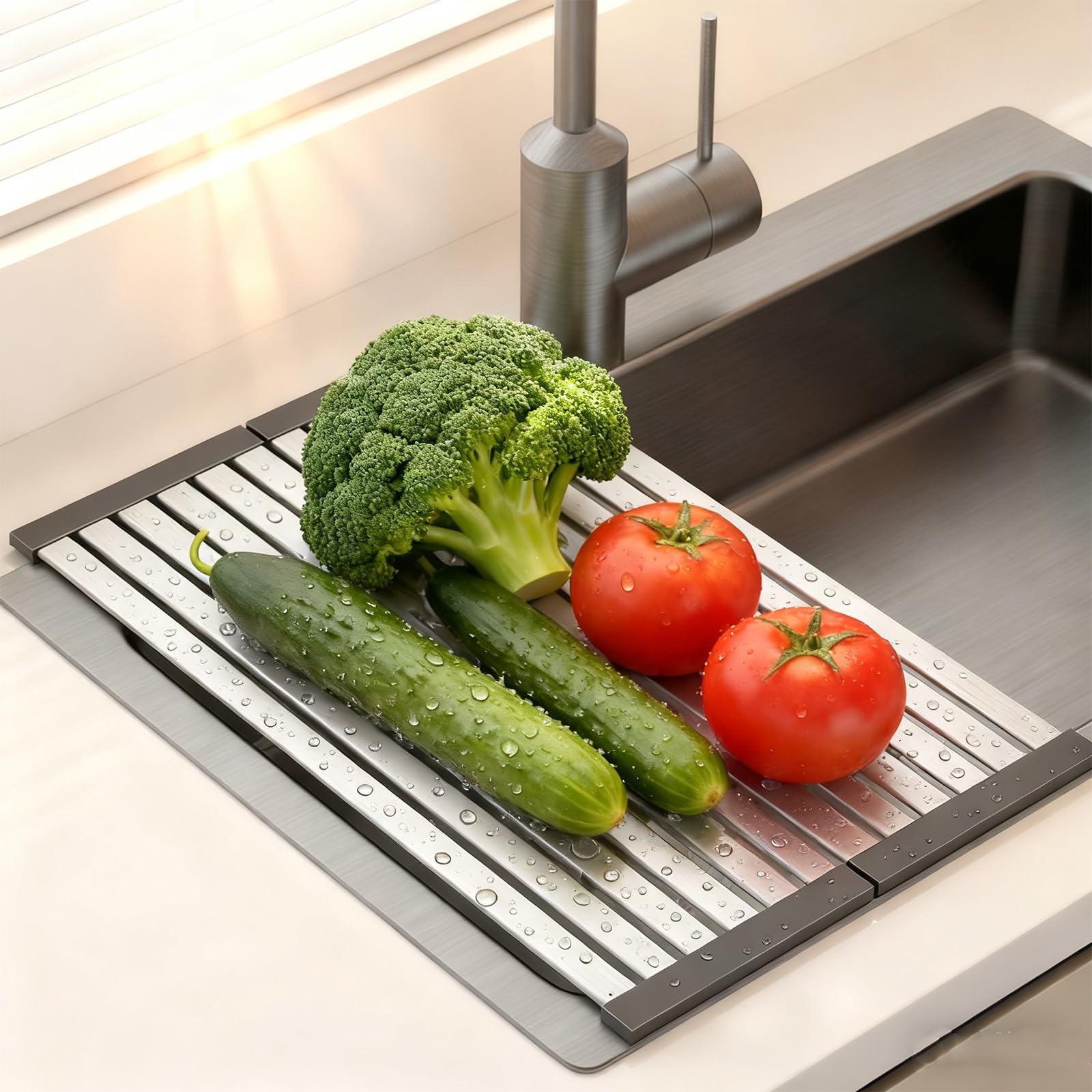Scolapiatti Pieghevoli per Lavello in Acciaio Inox 17,7x12 Pollici: La Soluzione Perfetta per il Tuo Spazio Culinario