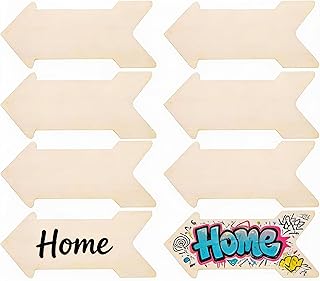 8Pcs Wooden Arrow Signs, Unfinished Arrow Wood Sign Cutouts Hanging Wooden Plaque for DIY Craft Halloween Christmas Signboard Decoration Ornament