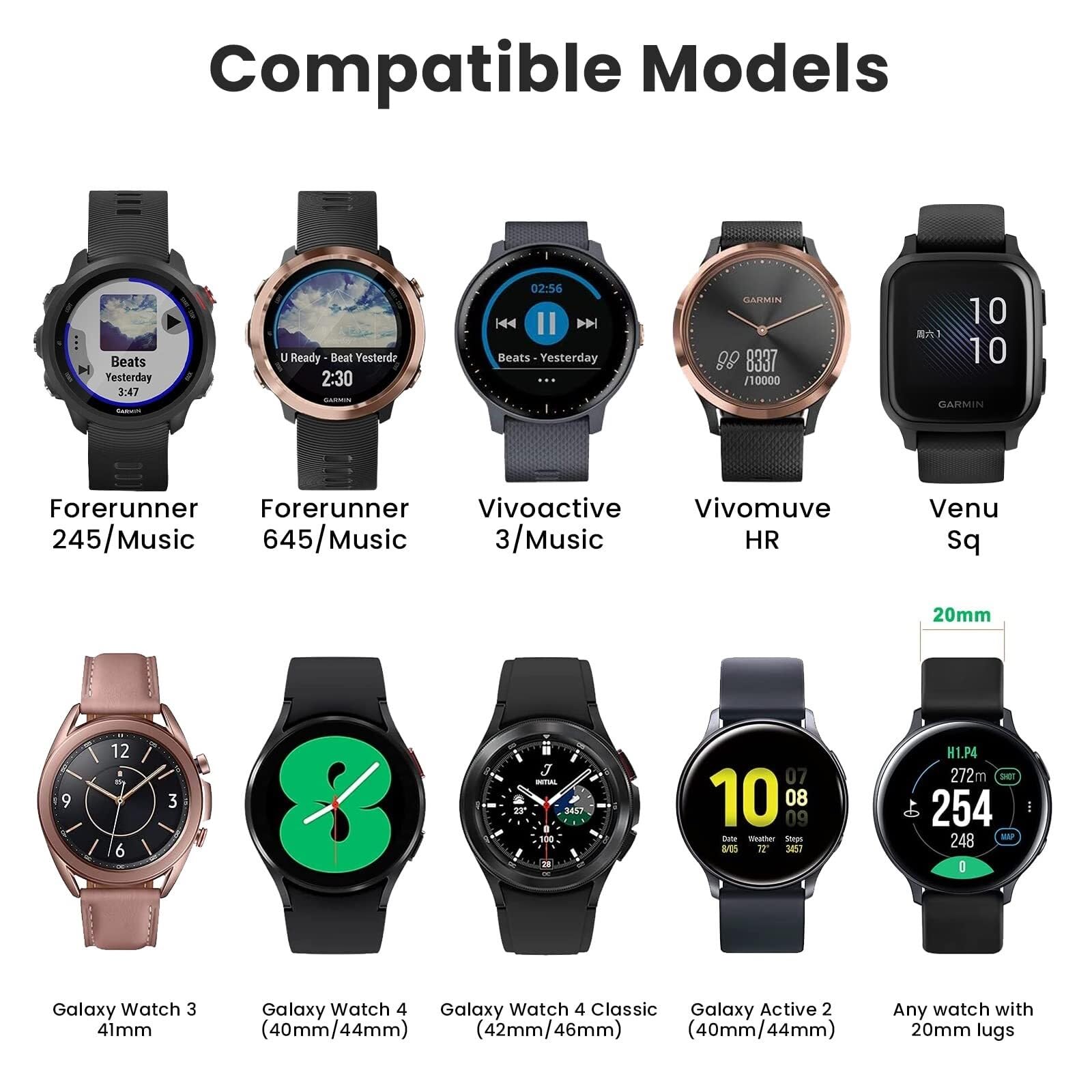Band de Montre de Remplacement en Silicone à libération Rapide de 20 mm