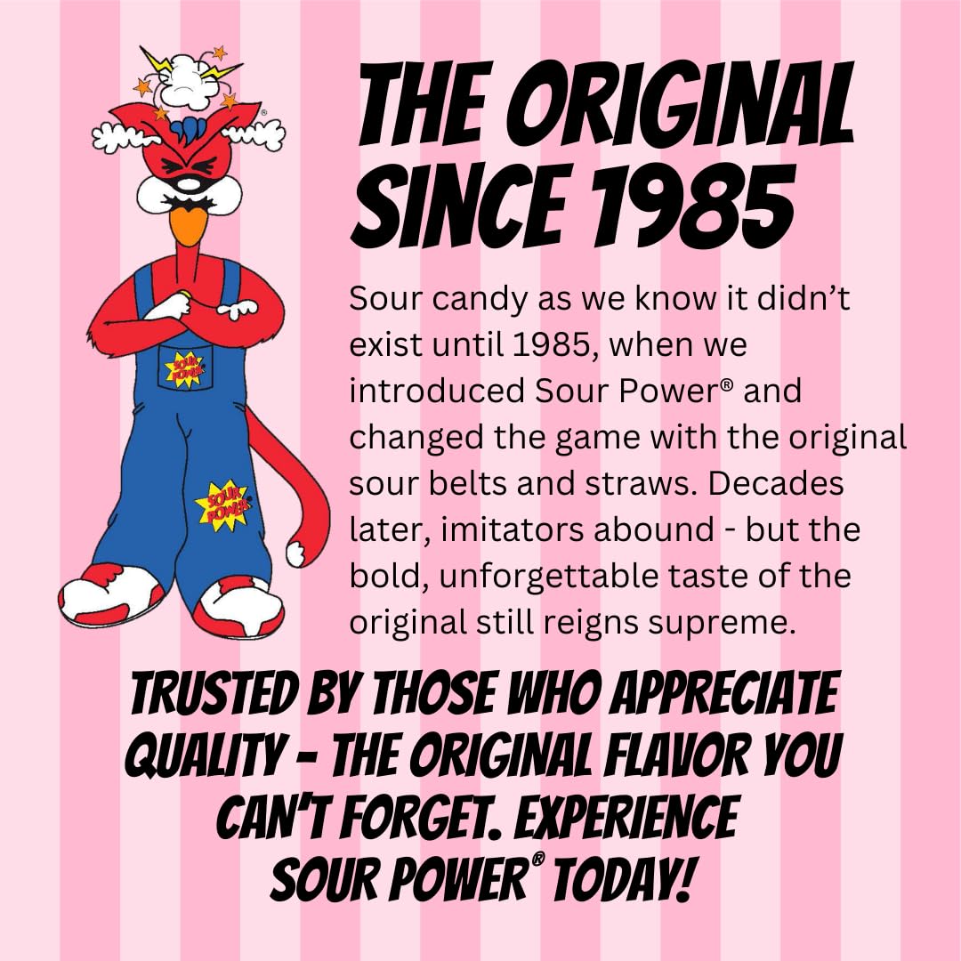 Sour Power Candy Straws, Pink Lemonade, 1.75 oz (Pack of 24)