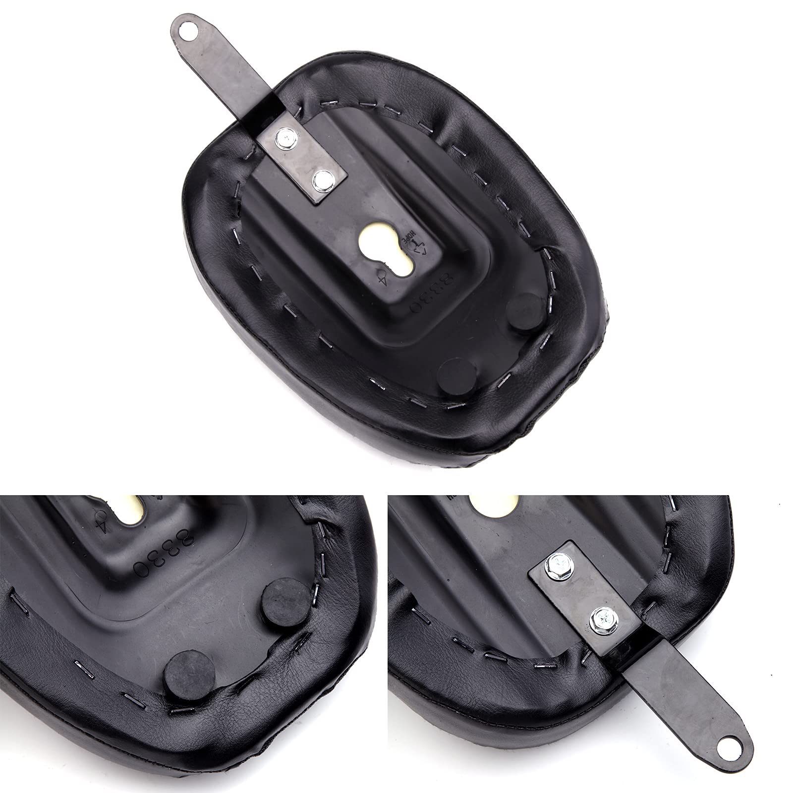 Sellino Posteriore Passeggero In Nero Per Harley Dyna, Sportster, Softail, Touring XL 883/1200 – Con 8 Ventose E Motivi A Fiamma, Croce O Teschio