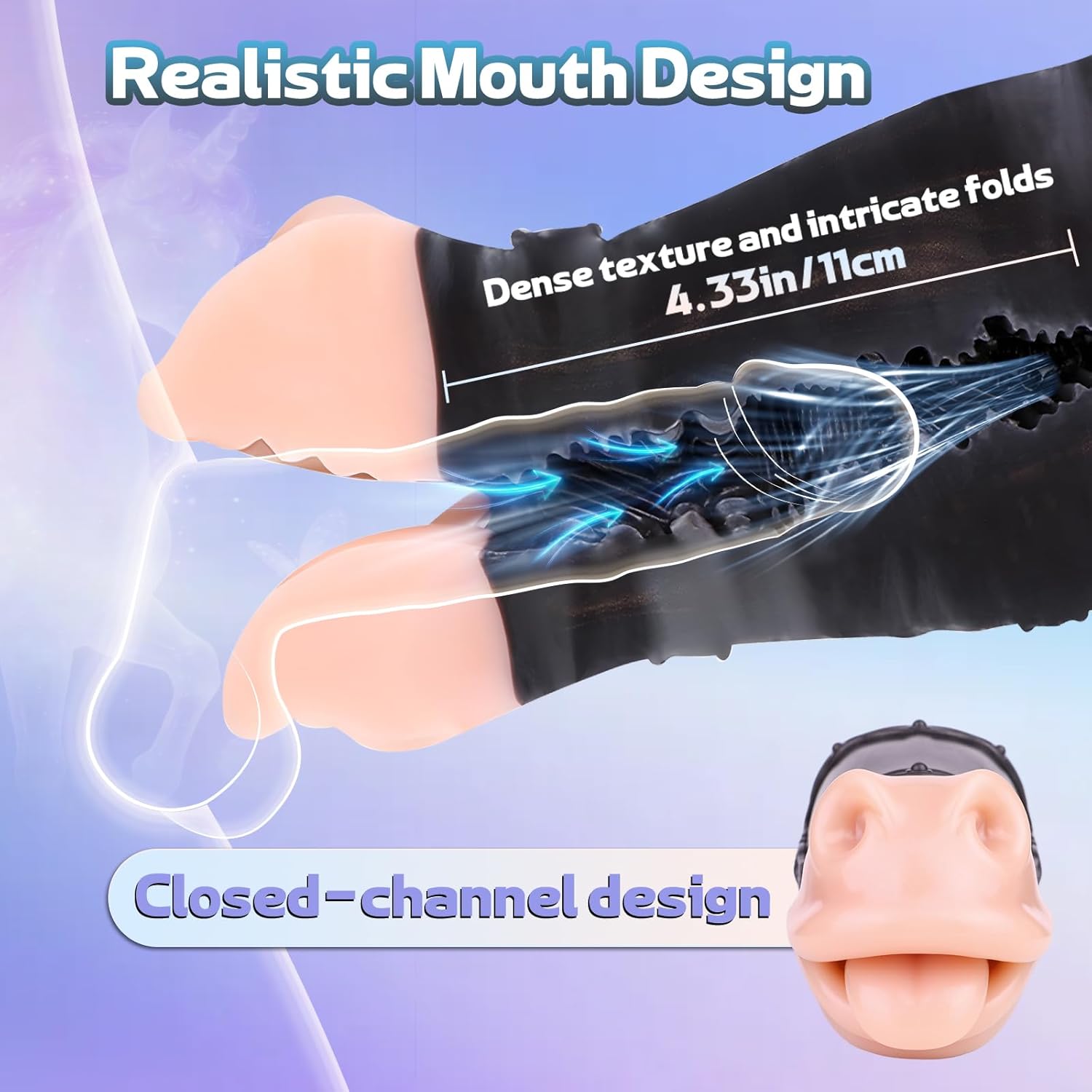 Horse Mouth Male Masturbator Pocket Pussies Sex Toy for Men,Soft Stroker Realistic Single Channel Onahole Mouth Sex Toy for Men,Gay or Couples