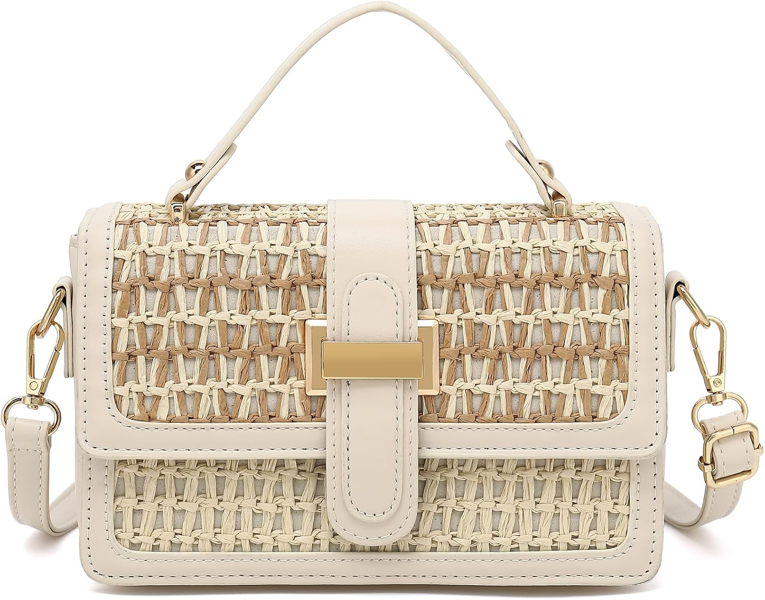 Fashion Straw Crossbody Bag for Women - Small Summer Beach Bag Elegant Woven Shoulder Purse for Vacation