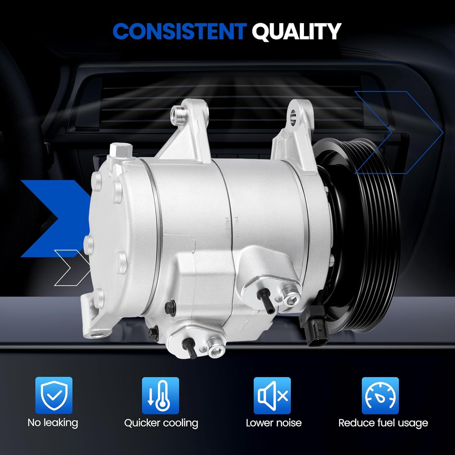 98301 Air Conditioning A/C Compressor with Clutch Compatible with Dodge Nitro 2009-2011 3.7L V6, Compatible with Jeep Liberty 2009-2012 3.7L V6