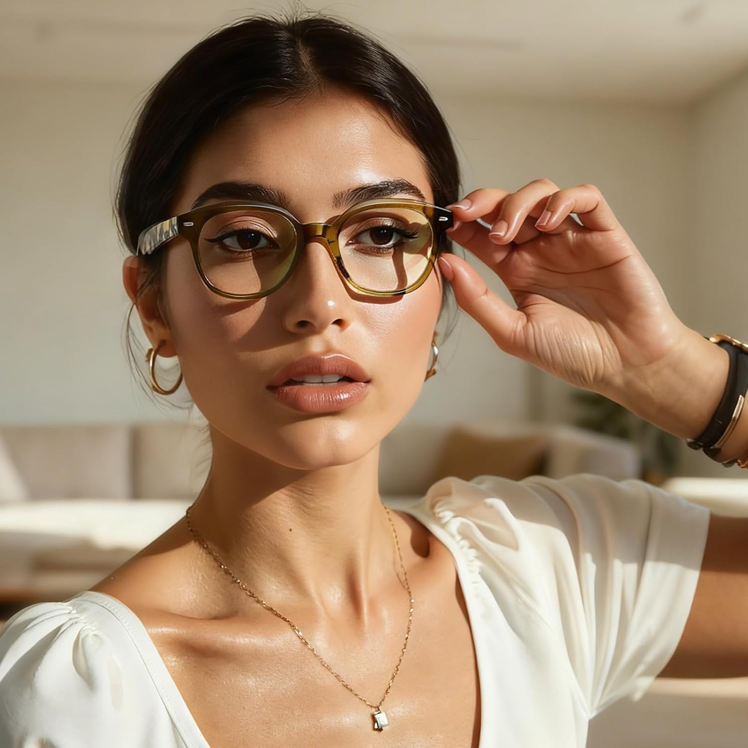 Dollger Blue Light Blocking Glasses for Women, Round Thick Frame Eyeglasses, Fashion Computer Glasses for Vision Protection - Image 4