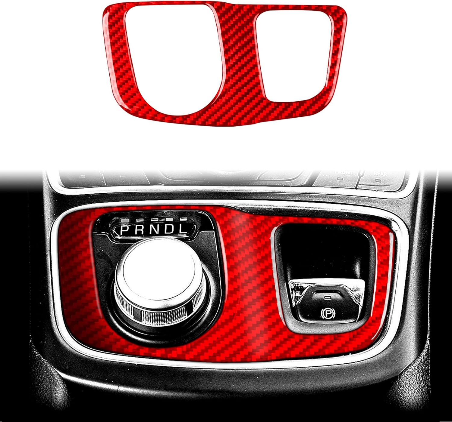 Real 3K Red Carbon Fiber Car Center Console Water Cup Holder Panel Sticker Auto Interior Accessories Compatible with Chrysler 200 LX/Limited/S/C/Touring/Limited Platinum 2015 2016 2017