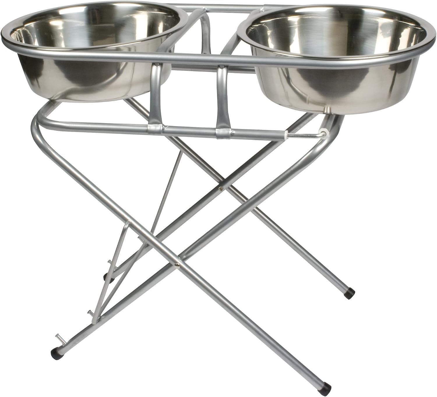 Jack and Dixie Stainless Steel Adjustable Elevated Dog Bowl and Stand Set
