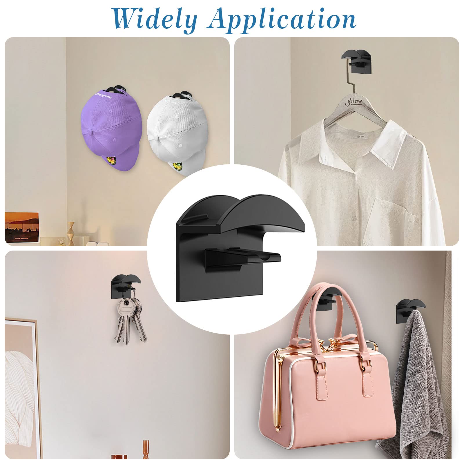 Colgador de Sombreros 12pcs, ABS Ganchos Autoadhesivos para Gorras, Organizador de Pared