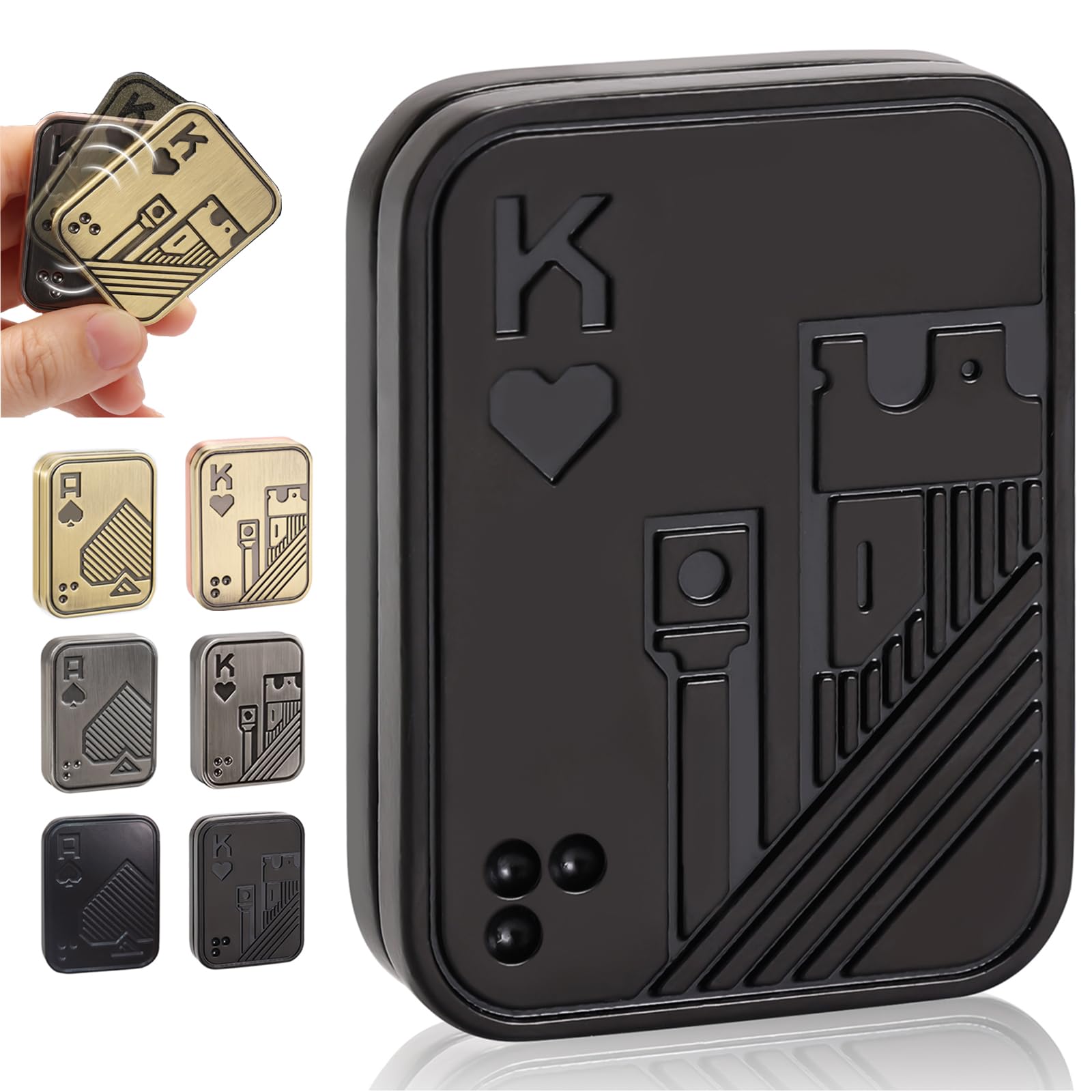 Fidget Toys Adults, Metal Fidget Slider Magnetic Poker Push Card, EDC Fidget Toys for Teens Adults Relieve Stress Anxiety, Gift for Men/ADHD/ADD/Autism (Black K)
