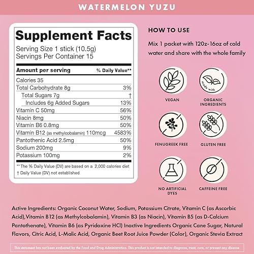 Miniatura 11 de Boobie Hydromom Superfood - Mezcla de bebida con electrolitos, sandía Yuzu, energía refrescante e hidratación para mamás, esenciales para llevar y