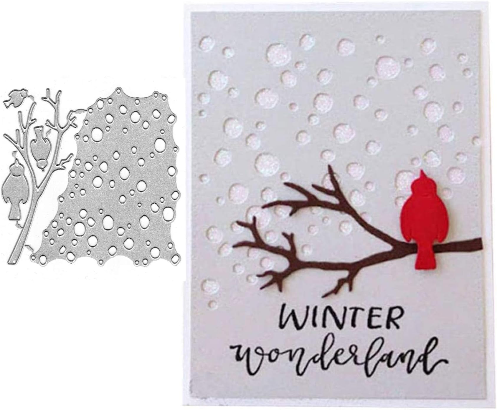 Bird Perch Net Metal Die Cuts,Spring Bird Net Tree Cutting Dies Cut Stencils for DIY Scrapbooking Album Dies Card Making Silver 10.7cm x 12.4cm4.21inch x 4.88inch