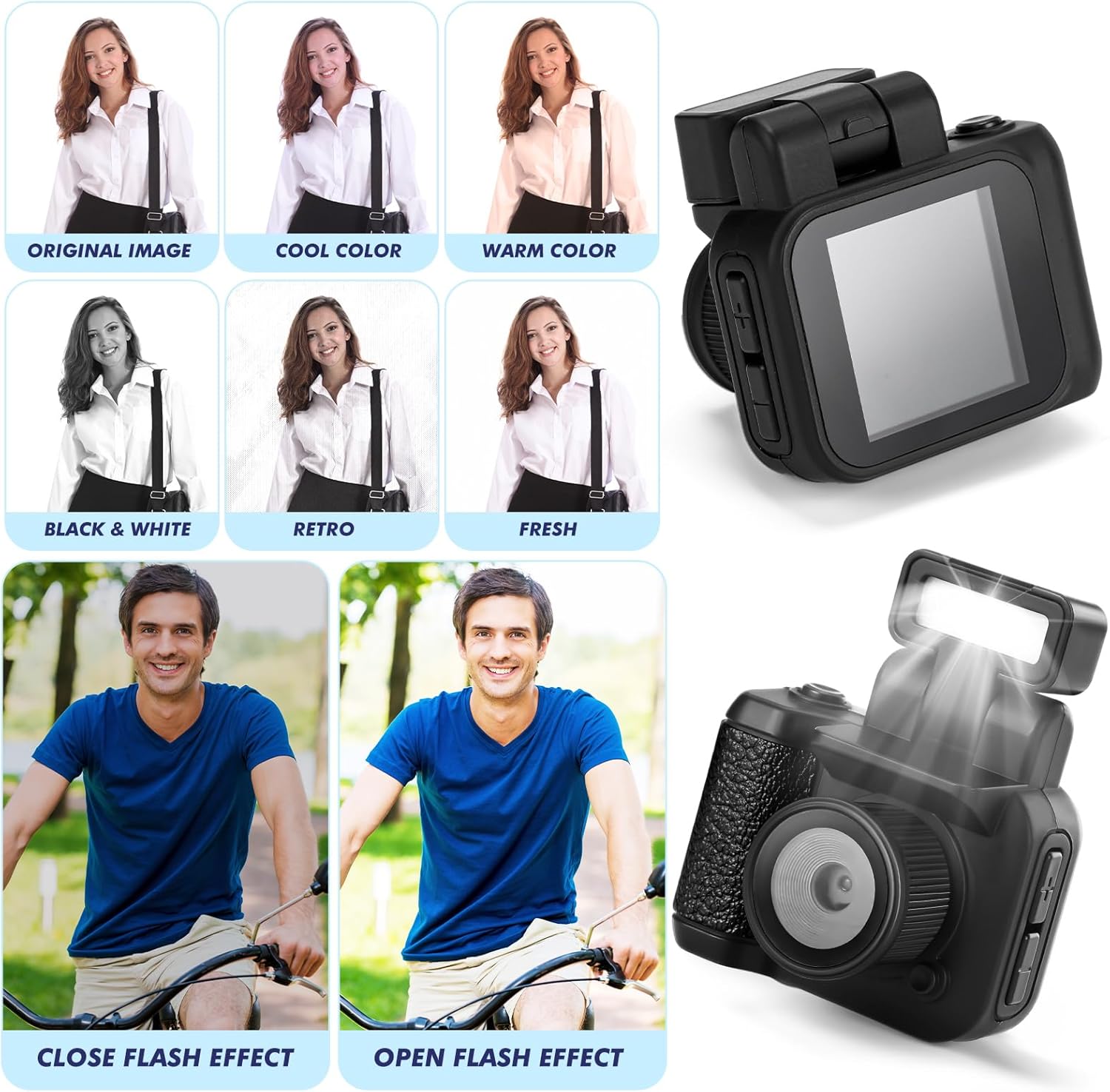 Mini Digital Camera Keychain with Flash Light 1080p Tiny Camera Mini Retro Micro Dv/Camcorder with 600 Mins Battery Portable Recorder for Valentine's Gifts Travel Study Recording(Black,32 Gb)