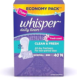 Whisper Clean and Fresh Daily Liners, 40 panty liners for women (Pack of 1) Price In India