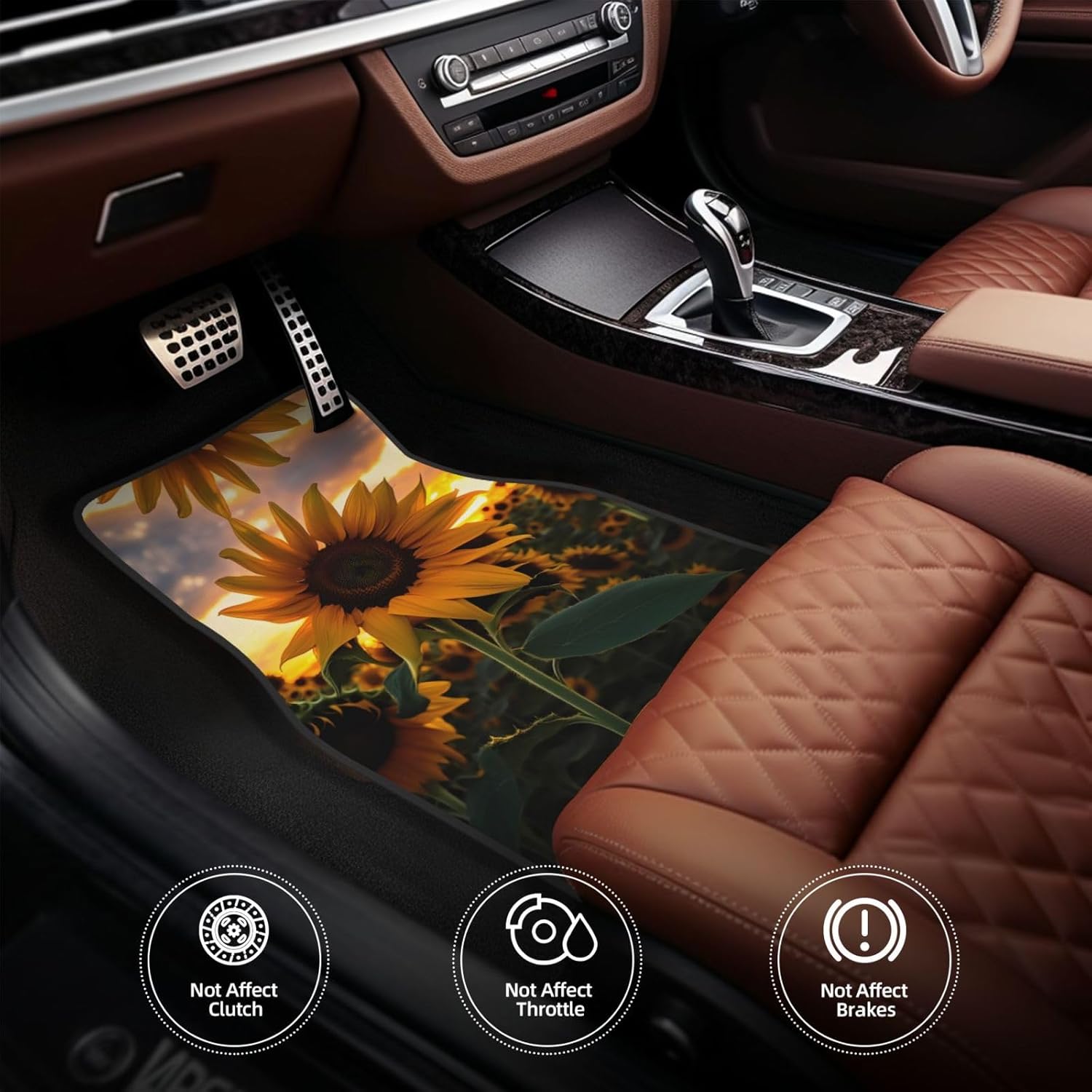 Farm Sunflower Patterned car mats 4-piece set | For cars/SUVs/trucks | Firm fit without displacement