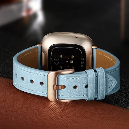 Vista 30 de Maledan Compatible con Fitbit Sense/Fitbit Versa 3 bandas para mujeres y hombres, correa de repuesto de cuero genuino de grano superior suave
