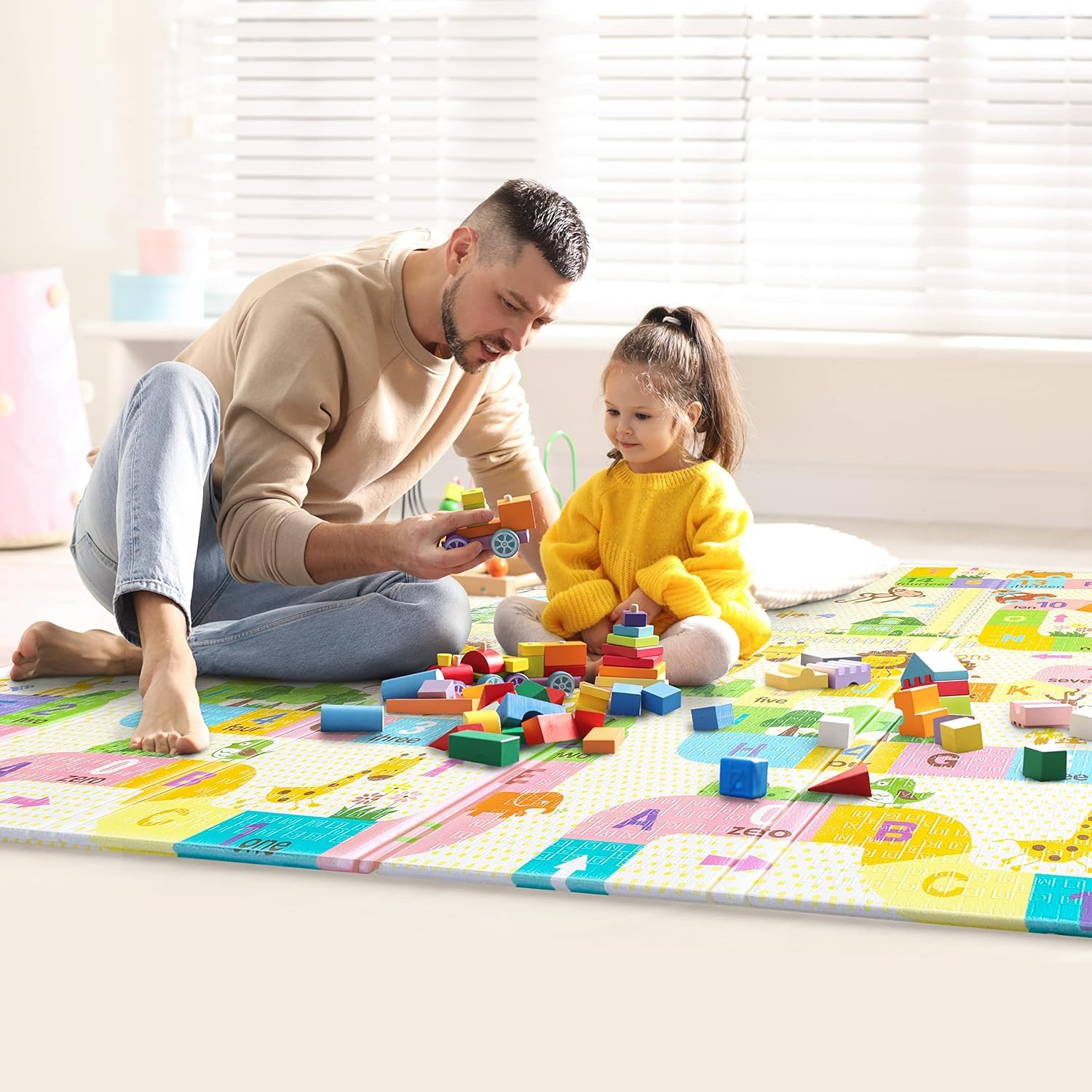 KESI ORNAMENTS Baby Folding Mat,Large Tummy Time Folding Baby Crawling Mat Outdoor Or Indoor Use, Waterproof Portable Double Sides Crawling Mats Cute Cartoon,Non Toxic for Kids Toddler Rug,Multicolor - Image 5 thumbnail