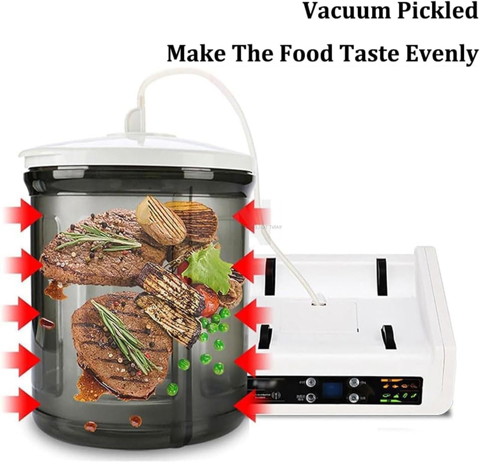 Máquina de encurtido al vacío de verduras, máquina de encurtido al vacío automática con capacidad de 7 l, para almacenar hamburguesas de pollo, tocino en escabeche