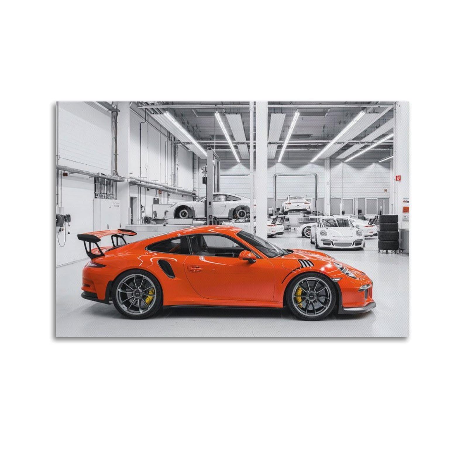 OKAHYS 911 GT3 RS Orange Sport Racing Car Decorative Painting Canvas Wall Artworks Picture 20x30inch(50x75cm)
