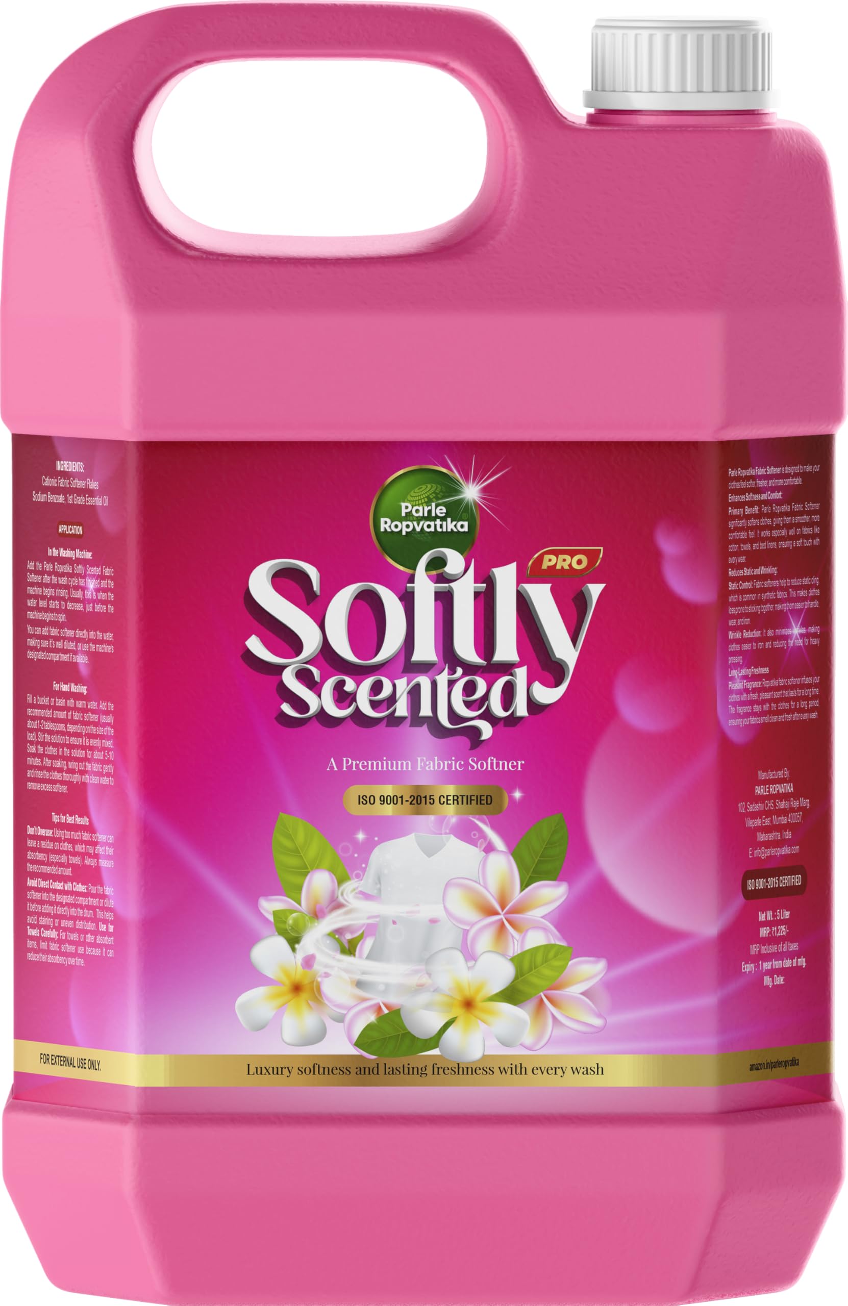 Parle Ropvatika 5 Liter Softly Scented After Wash Fabric Conditioner and Softener (Pink 5 Liter)-image-15