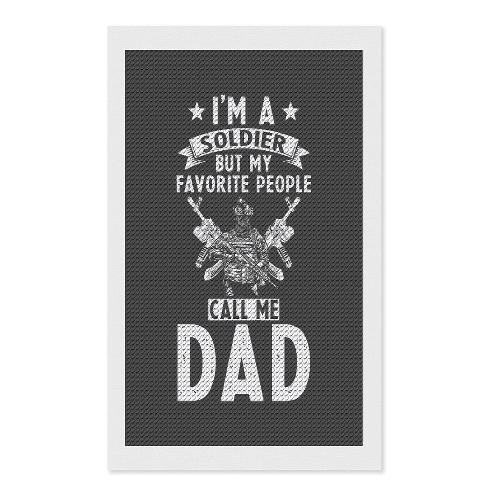Junmoney Soldier Dad DIY Diamond Art Canvas Kit 12"x20", Pleasing Wall Art Project, Easy Handmade Project, Living Room Decor