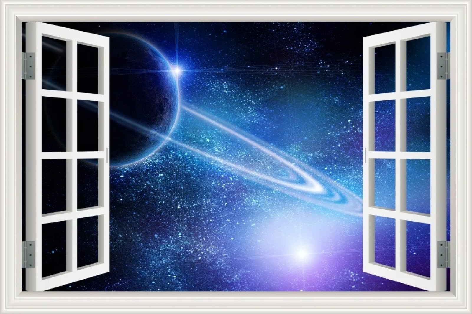 Adesivi murali 3D pianeta cielo stellato paesaggio 90X60 Decalcomanie decorative da parete per camera da letto soggiorno camera dei bambini decorazione finestra adesivi in PVC decalcomanie galassia