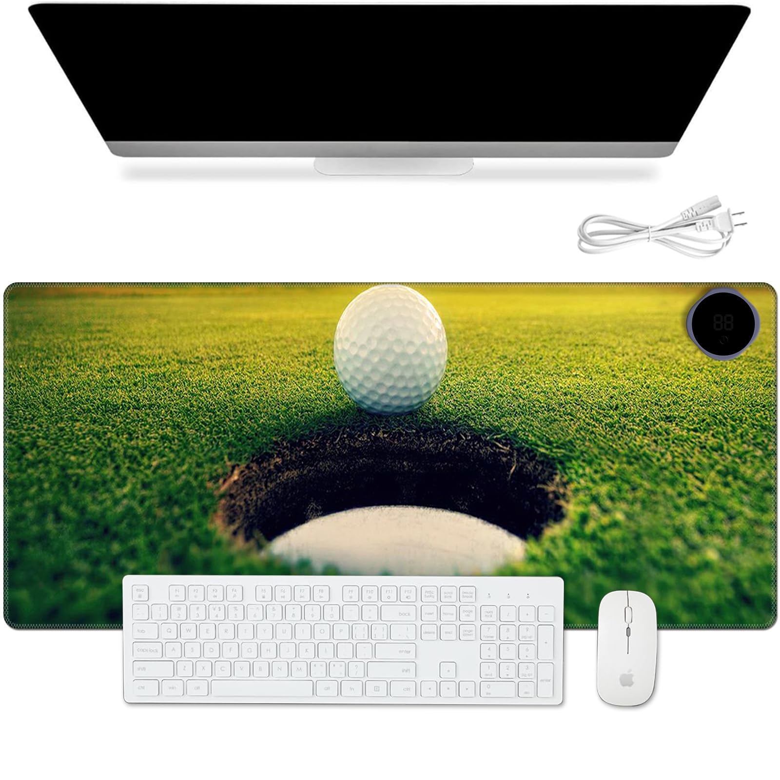 Warm Desk Pad, Warm Mouse Pad Gaming, Office Desk Mat,with 3 Levels Heated & 3 Hours Auto Shut - 31.5 x 13 inch PU Leather Laptop Keyboard Mat for