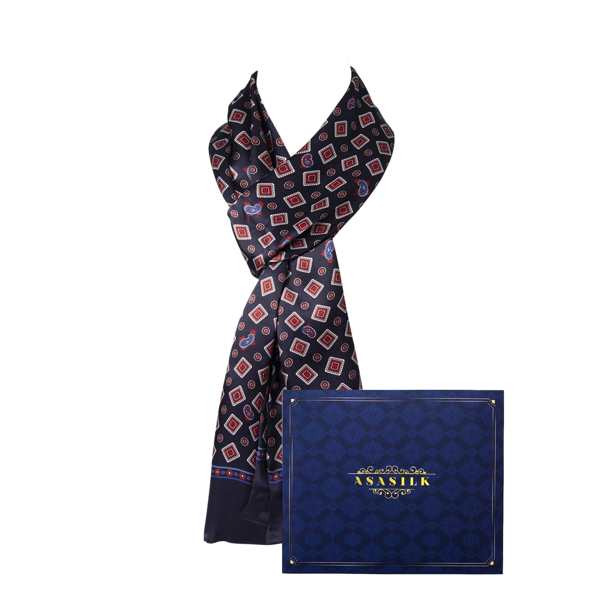 Fashion Men's Silk Scarf, Luxurious Long Scarves for Men 11 x 67, Mulberry Silk Scarf For Men Elegant Gifts
