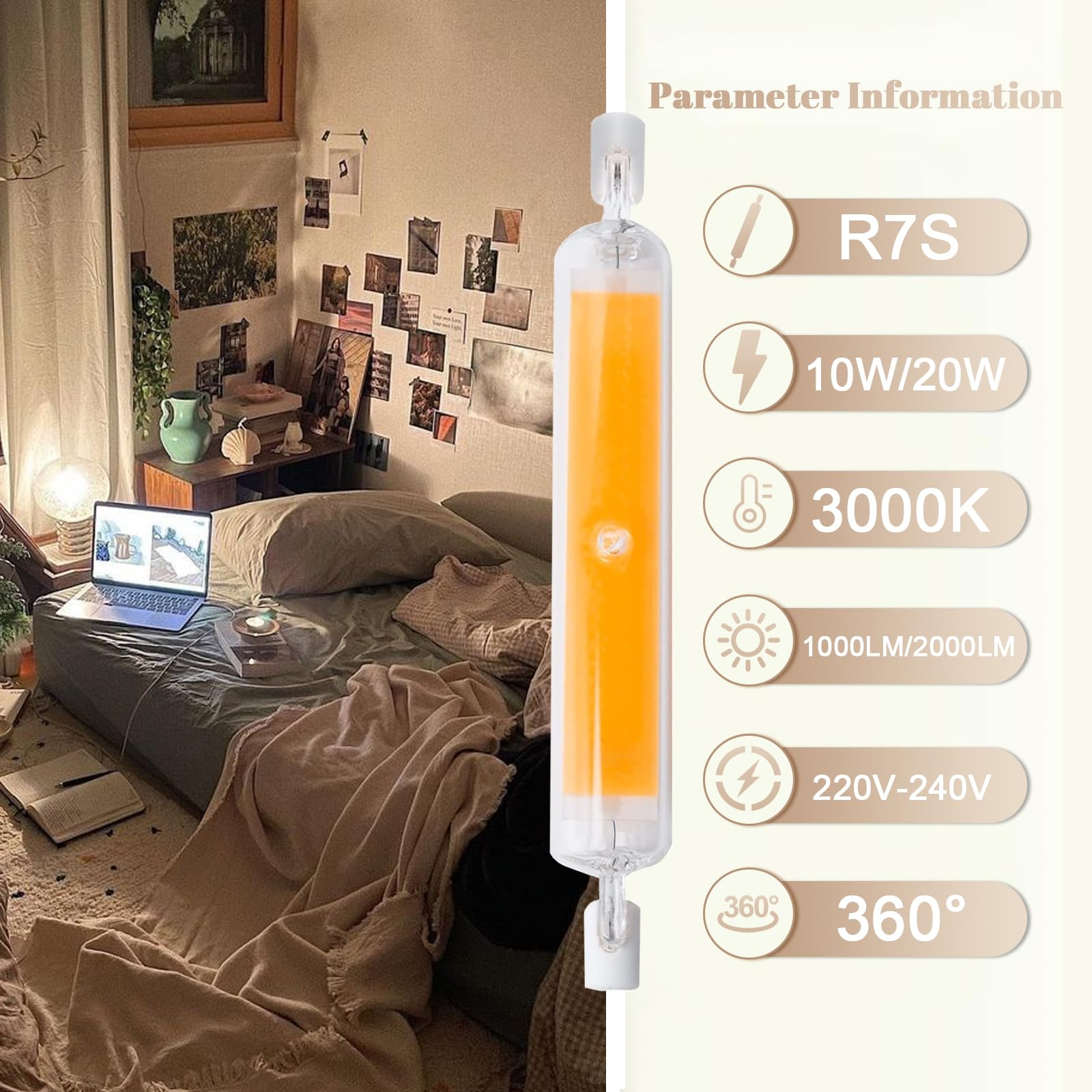 R7S LED 118mm 20W Dimmbar – Ersatz Für 200W Halogen, Warmweiß, Energiesparend & Flackerfrei (6er Pack)
