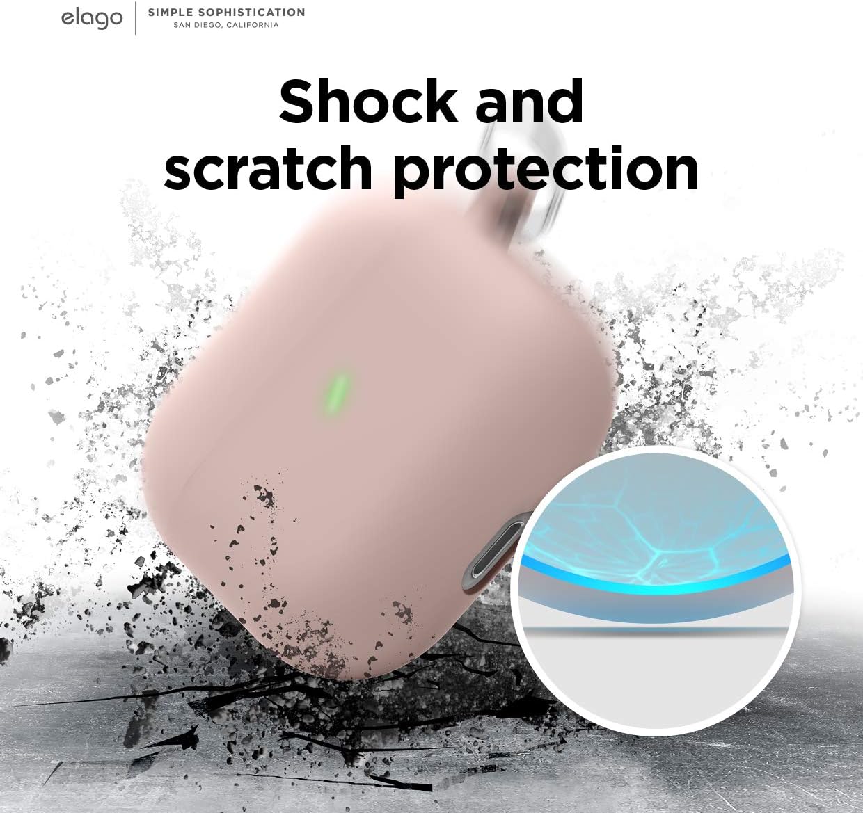elago Liquid Hybrid Case with Keychain Compatible with AirPods 3 Case Cover - Triple Layer Structure Protection (Lovely Pink) - Image 4