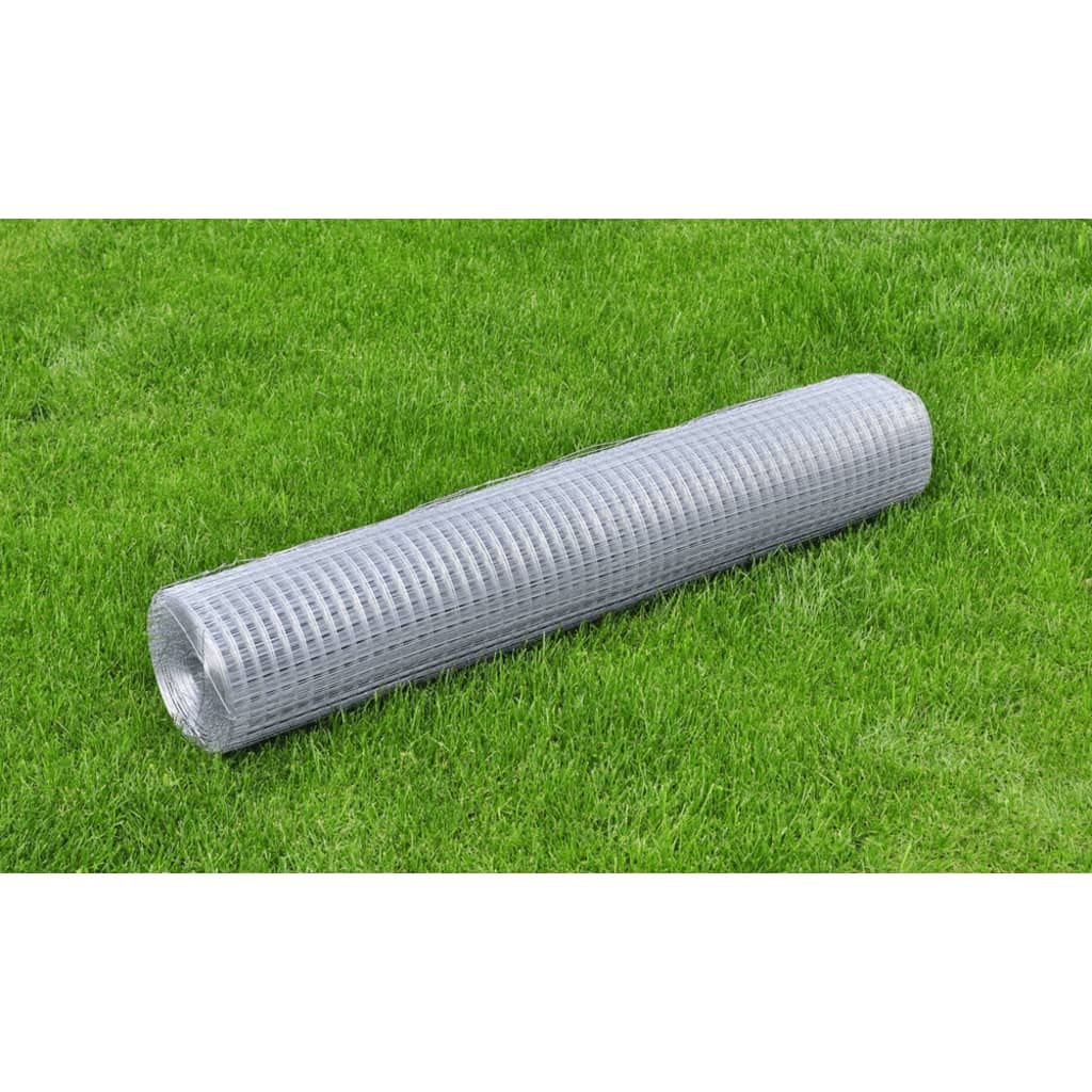 Malla de alambre de acero galvanizado plateada 25x1 m, Malla metálica para gallinero, Red de gallinero de acero, Alambrada de gallinero de acero resistente para proteger a tus aves de corral