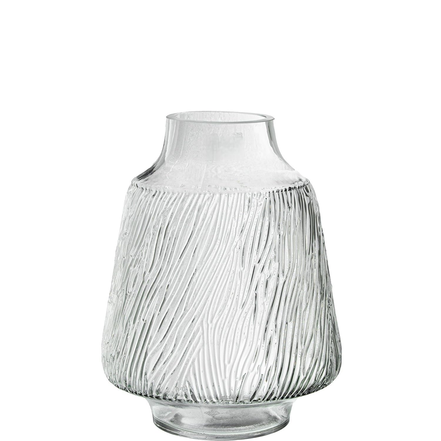 Vase de table en verre strié transparent 25cm pour bouquet salon