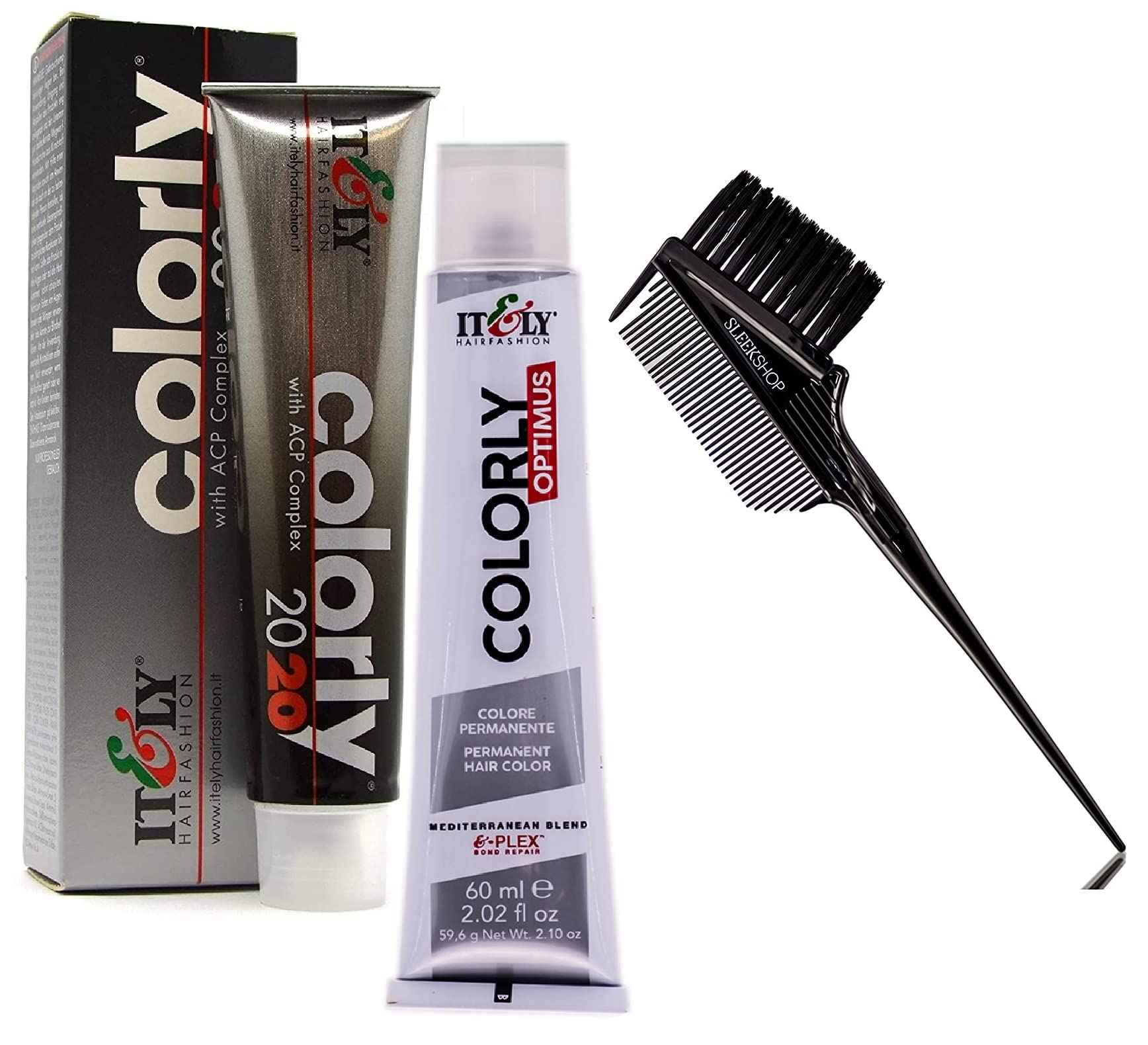 It&ly Colorly Optimus (formerly Colorly 2020) Italy Permanent Hair Color Dye Haircolor (w/Sleek 3-in-1 Brush Comb) Itely Italian Beauty, 100% Grey Coverage (4N Medium Brown)