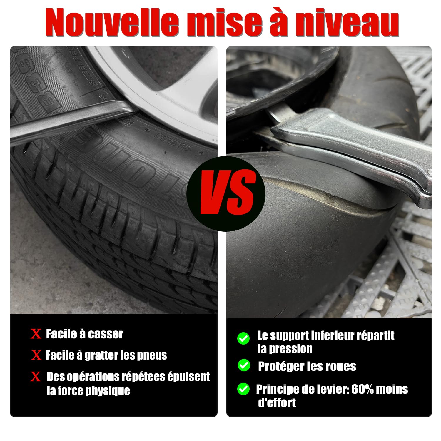 Ensemble d'outils de Levier Démonte-pneus Outils de réparation | pour Trottinette Vélo, Moto, Voiture, Scooter,Métal Acier Levier des Pneus