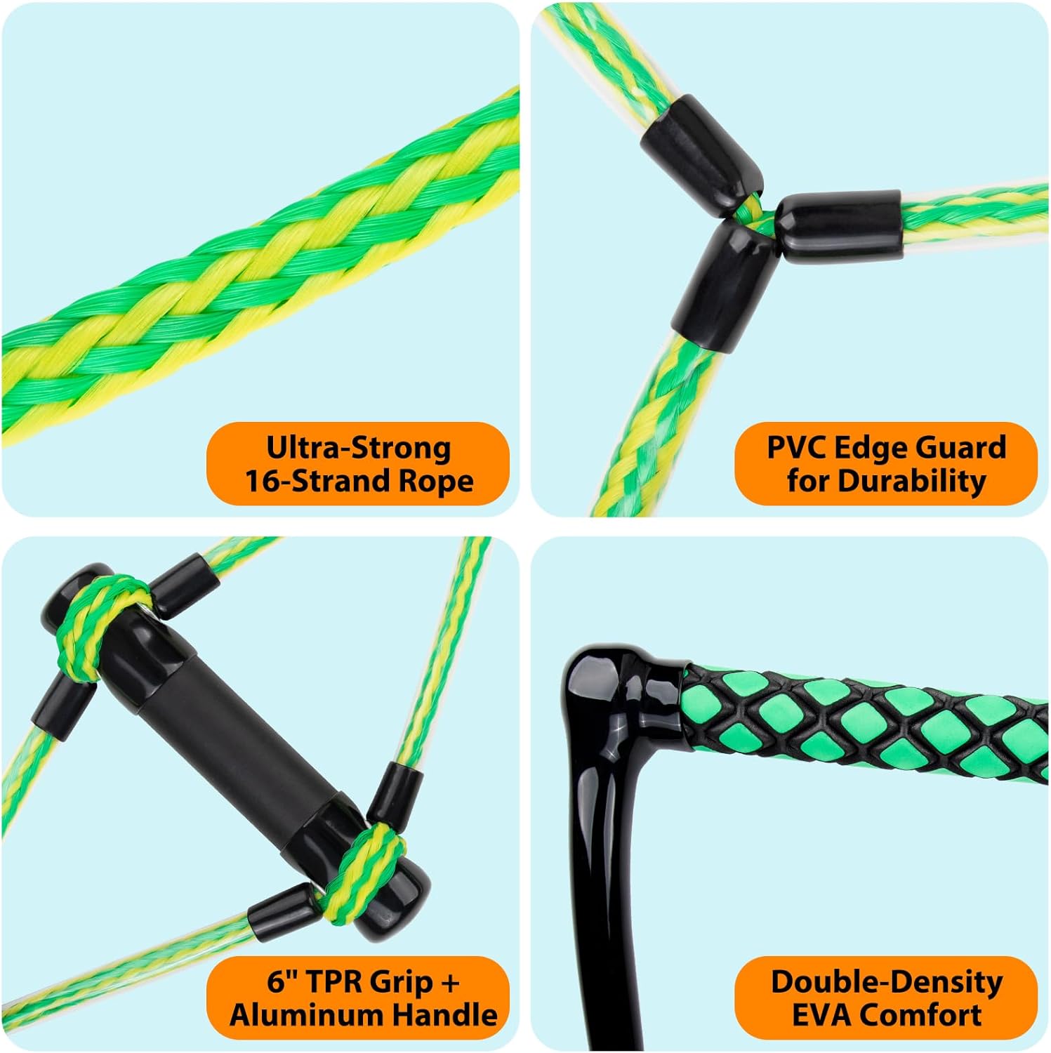 Obcursco 75FT Wakeboard Rope, Water Ski Ropes with EVA Handle for Water Skiing, Wakeboard, Kneeboard