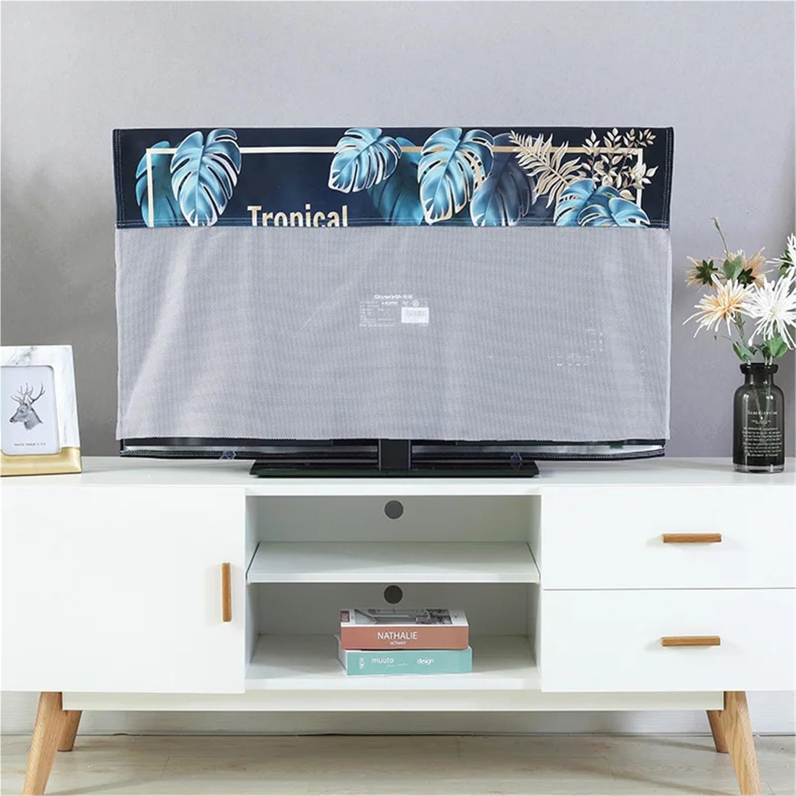 Copertura TV Antipolvere Copertura per televisore Protezione Solare Antipolvere 32 37 39 40 42 48 50 55 60 65 70 75 80 Pollici Panno di Copertura per Cappa TV appesa(A2,32Inch 83x51cm)