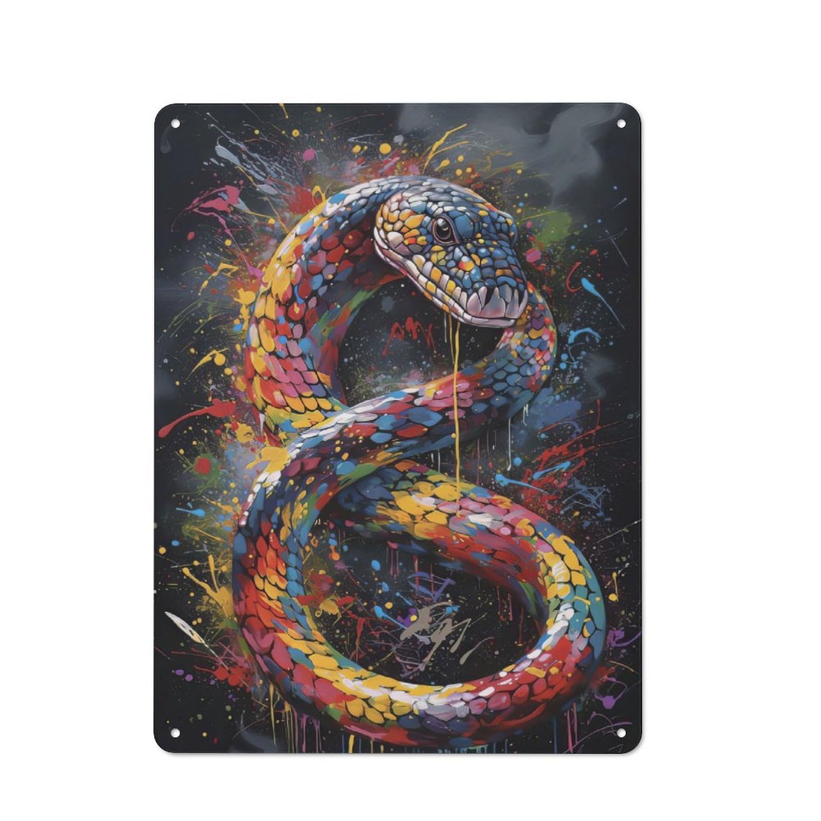 Junmoney Snake Painting Metal Wall Sign 40X30cm, Retro Decor For Pub Or Café, For Vintage Wall Decor Fans, For Garage And Workshop Walls