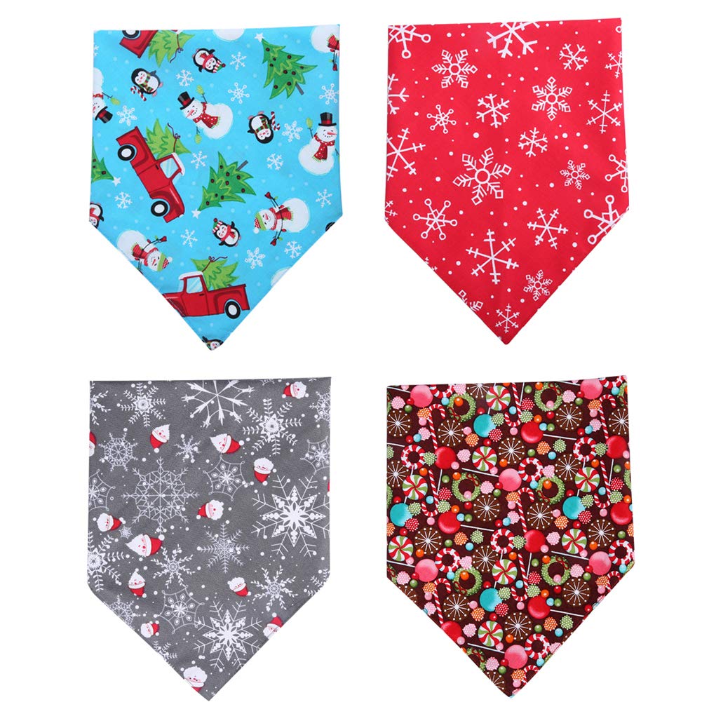 Paquete de 4 pañuelos de Navidad Reversibles para Perros, Gatos, Mascotas